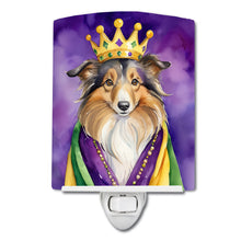 Load image into Gallery viewer, Sheltie King of Mardi Gras Ceramic Night Light