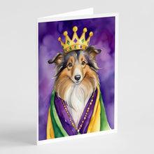Load image into Gallery viewer, Sheltie King of Mardi Gras Greeting Cards - Blank Note Cards – 8-Pack of Artist-Designed Cards with Envelopes