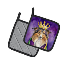 Load image into Gallery viewer, Sheltie King of Mardi Gras Pot Holders - Set of 2 Decorative Kitchen Helpers | Made in the USA