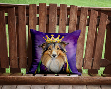 Load image into Gallery viewer, Sheltie King of Mardi Gras Throw Pillow - 14x14 Decorative Pillow – Art for Your Home &amp; Patio