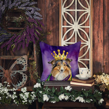 Load image into Gallery viewer, Sheltie King of Mardi Gras Throw Pillow - 14x14 Decorative Pillow – Art for Your Home &amp; Patio