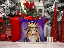 Load image into Gallery viewer, Sheltie King of Mardi Gras Throw Pillow - 14x14 Decorative Pillow – Art for Your Home &amp; Patio