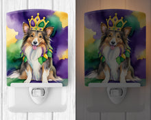 Load image into Gallery viewer, Sheltie King of Mardi Gras Ceramic Night Light