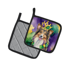 Load image into Gallery viewer, Sheltie King of Mardi Gras Pot Holders - Set of 2 Decorative Kitchen Helpers | Made in the USA