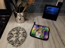 Load image into Gallery viewer, Sheltie King of Mardi Gras Pot Holders - Set of 2 Decorative Kitchen Helpers | Made in the USA