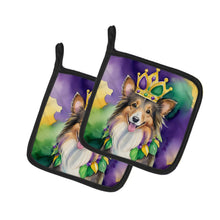 Load image into Gallery viewer, Sheltie King of Mardi Gras Pot Holders - Set of 2 Decorative Kitchen Helpers | Made in the USA