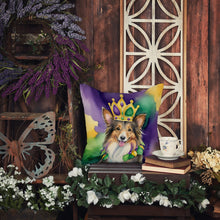 Load image into Gallery viewer, Sheltie King of Mardi Gras Throw Pillow - 14x14 Decorative Pillow – Art for Your Home &amp; Patio