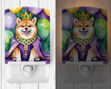 Load image into Gallery viewer, Shiba Inu King of Mardi Gras Ceramic Night Light