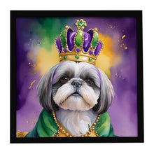 Load image into Gallery viewer, Shih Tzu King of Mardi Gras Framed Metal Print
