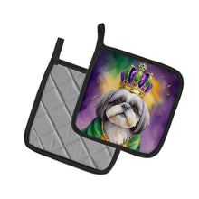 Load image into Gallery viewer, Shih Tzu King of Mardi Gras Pot Holders - Set of 2 Decorative Kitchen Helpers | Made in the USA