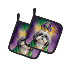 Load image into Gallery viewer, Shih Tzu King of Mardi Gras Pot Holders - Set of 2 Decorative Kitchen Helpers | Made in the USA