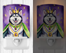 Load image into Gallery viewer, Siberian Husky King of Mardi Gras Ceramic Night Light