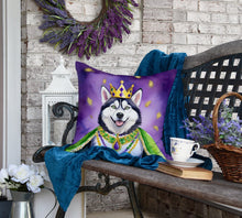 Load image into Gallery viewer, Siberian Husky King of Mardi Gras Throw Pillow