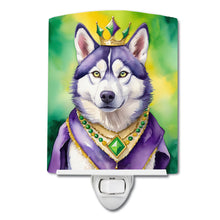 Load image into Gallery viewer, Siberian Husky King of Mardi Gras Ceramic Night Light