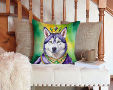Load image into Gallery viewer, Siberian Husky King of Mardi Gras Throw Pillow - 14x14 Decorative Pillow – Art for Your Home &amp; Patio