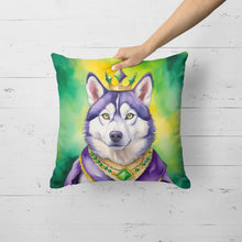 Load image into Gallery viewer, Siberian Husky King of Mardi Gras Throw Pillow
