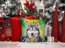 Load image into Gallery viewer, Siberian Husky King of Mardi Gras Throw Pillow