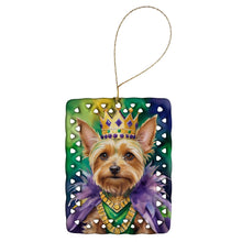 Load image into Gallery viewer, Silky Terrier King of Mardi Gras Porcelain Ornament