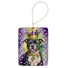 Load image into Gallery viewer, Staffordshire Bull Terrier King of Mardi Gras Porcelain Ornament