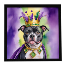Load image into Gallery viewer, Staffordshire Bull Terrier King of Mardi Gras Framed Metal Print