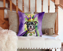 Load image into Gallery viewer, Staffordshire Bull Terrier King of Mardi Gras Throw Pillow - 14x14 Decorative Pillow – Art for Your Home &amp; Patio