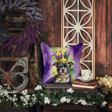 Load image into Gallery viewer, Staffordshire Bull Terrier King of Mardi Gras Throw Pillow - 14x14 Decorative Pillow – Art for Your Home &amp; Patio