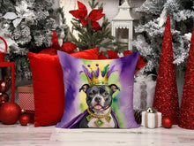 Load image into Gallery viewer, Staffordshire Bull Terrier King of Mardi Gras Throw Pillow - 14x14 Decorative Pillow – Art for Your Home &amp; Patio