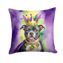 Load image into Gallery viewer, Staffordshire Bull Terrier King of Mardi Gras Throw Pillow - 14x14 Decorative Pillow – Art for Your Home &amp; Patio