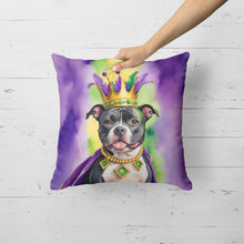 Load image into Gallery viewer, Staffordshire Bull Terrier King of Mardi Gras Throw Pillow
