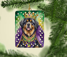 Load image into Gallery viewer, Tibetan Mastiff King of Mardi Gras Porcelain Ornament