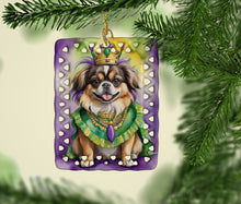 Load image into Gallery viewer, Tibetan Spaniel King of Mardi Gras Porcelain Ornament