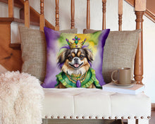 Load image into Gallery viewer, Tibetan Spaniel King of Mardi Gras Throw Pillow - 14x14 Decorative Pillow – Art for Your Home &amp; Patio