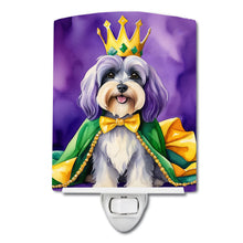 Load image into Gallery viewer, Tibetan Terrier King of Mardi Gras Ceramic Night Light