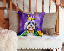 Load image into Gallery viewer, Tibetan Terrier King of Mardi Gras Throw Pillow - 14x14 Decorative Pillow – Art for Your Home &amp; Patio