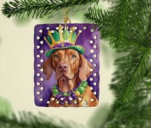 Load image into Gallery viewer, Vizsla King of Mardi Gras Porcelain Ornament