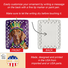 Load image into Gallery viewer, Vizsla King of Mardi Gras Porcelain Ornament