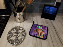 Load image into Gallery viewer, Vizsla King of Mardi Gras Pot Holders - Set of 2 Decorative Kitchen Helpers | Made in the USA