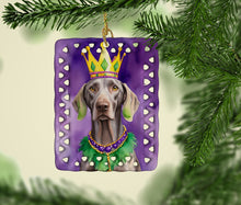 Load image into Gallery viewer, Weimaraner King of Mardi Gras Porcelain Ornament