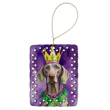 Load image into Gallery viewer, Weimaraner King of Mardi Gras Porcelain Ornament