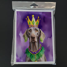 Load image into Gallery viewer, Weimaraner King of Mardi Gras Greeting Cards - Blank Note Cards – 8-Pack of Artist-Designed Cards with Envelopes
