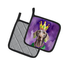 Load image into Gallery viewer, Weimaraner King of Mardi Gras Pot Holders - Set of 2 Decorative Kitchen Helpers | Made in the USA