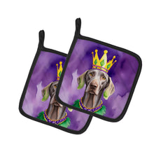 Load image into Gallery viewer, Weimaraner King of Mardi Gras Pot Holders - Set of 2 Decorative Kitchen Helpers | Made in the USA