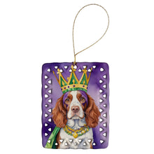 Load image into Gallery viewer, Welsh Springer Spaniel King of Mardi Gras Porcelain Ornament