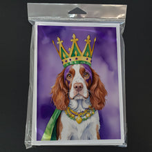 Load image into Gallery viewer, Welsh Springer Spaniel King of Mardi Gras Greeting Cards - Blank Note Cards – 8-Pack of Artist-Designed Cards with Envelopes
