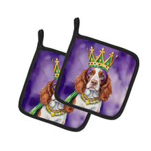 Load image into Gallery viewer, Welsh Springer Spaniel King of Mardi Gras Pot Holders - Set of 2 Decorative Kitchen Helpers | Made in the USA