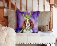 Load image into Gallery viewer, Welsh Springer Spaniel King of Mardi Gras Throw Pillow - 14x14 Decorative Pillow – Art for Your Home &amp; Patio