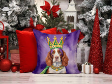 Load image into Gallery viewer, Welsh Springer Spaniel King of Mardi Gras Throw Pillow - 14x14 Decorative Pillow – Art for Your Home &amp; Patio