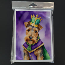 Load image into Gallery viewer, Welsh Terrier King of Mardi Gras Greeting Cards - Blank Note Cards – 8-Pack of Artist-Designed Cards with Envelopes