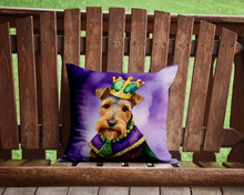 Load image into Gallery viewer, Welsh Terrier King of Mardi Gras Throw Pillow - 14x14 Decorative Pillow – Art for Your Home &amp; Patio