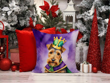 Load image into Gallery viewer, Welsh Terrier King of Mardi Gras Throw Pillow - 14x14 Decorative Pillow – Art for Your Home &amp; Patio
